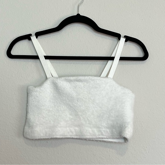 Gymshark Whitney Eyelash Knit Bandeau White Cream Size Small Athleisure Lounge - Picture 3 of 9